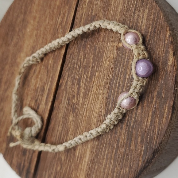 B2418 hemp beaded twine bracelet earthy naturalist - Picture 1 of 3